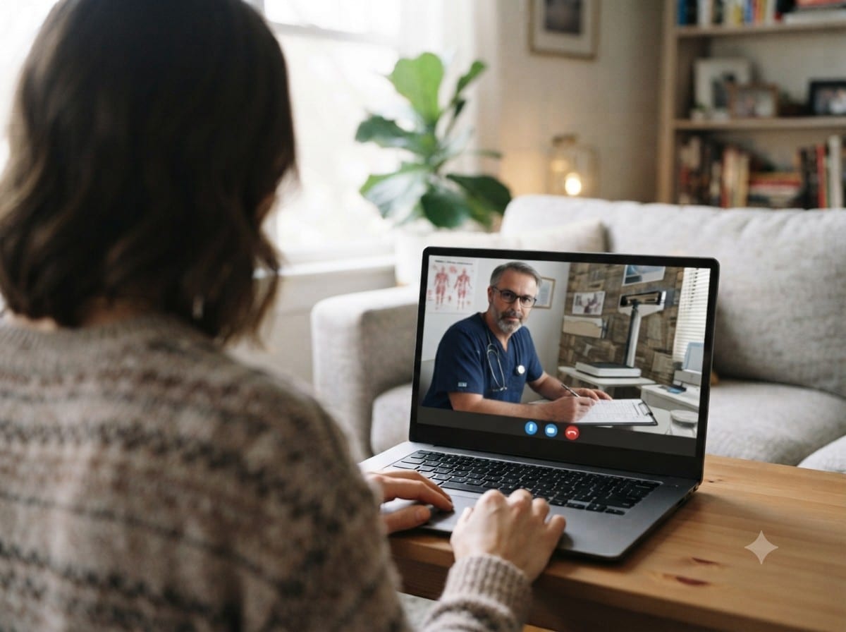 Virtual visit on a phone, tablet, or laptop